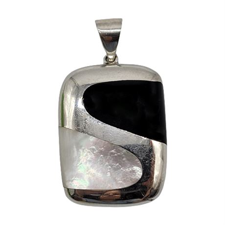 Sterling Silver Onyx & Mother of Pearl Pendant