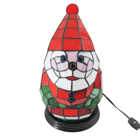Tiffany Style Stained Glass Santa Claus Lamp
