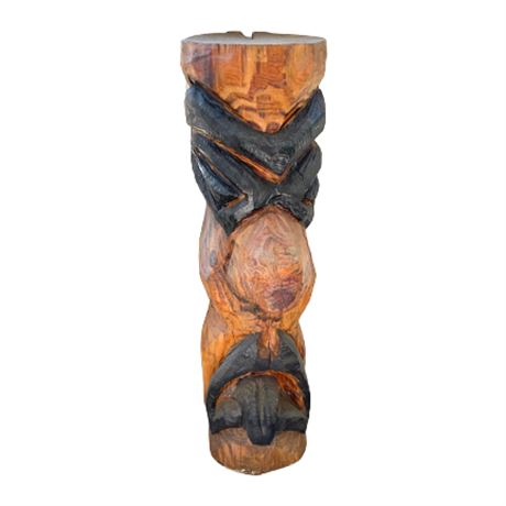 Wooden Angry Tiki God Totem