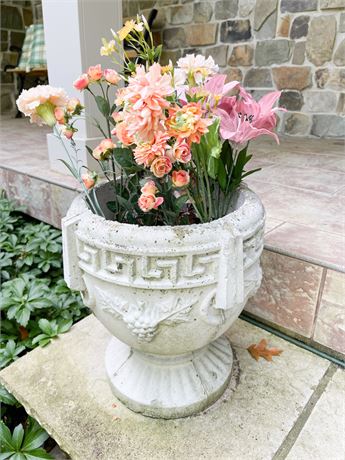 Vintage Concrete Planters & Wreath