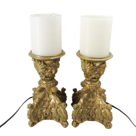 Gold Colored Electric Candle Sticks