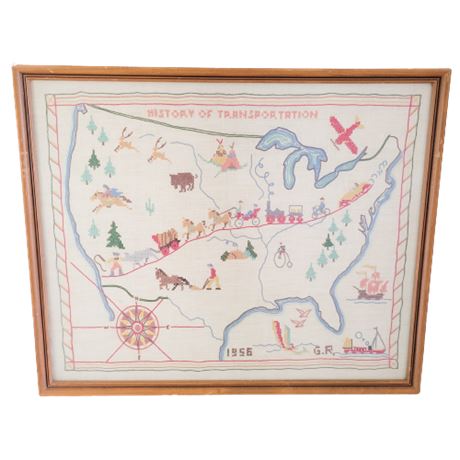 "History of Transportation" 1956 Cross Stitch