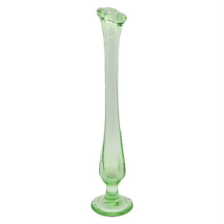 Vintage Green Depression Glass Swung Bud Vase