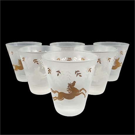 Mid-Century Libbey "Cavalcade" Frosted Old Fashioned Glasses