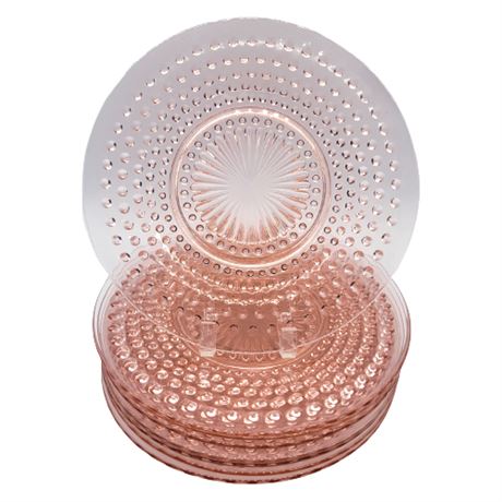 Vintage Anchor Hocking Hobnail Pink Depression Glass Luncheon Plates