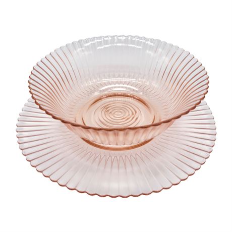 Vintage MacBeth-Evans Petalware Pink Serving Bowl & Platter