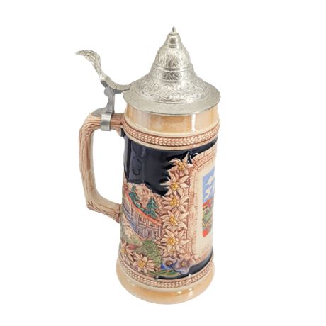Tall Gerz German Beer Stein Munchen Marienplatz Plaza With Lid