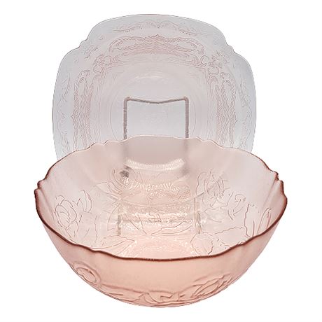 Vintage Pink Depression Glass Serving Bowl Lot