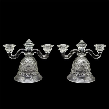 Vintage Fostoria American Duo Candlestick Pair