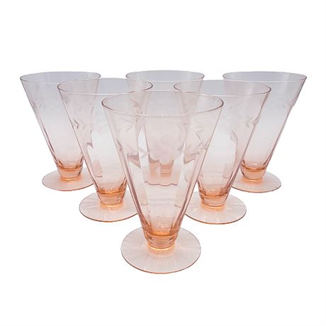 Vintage Optic Pink Depression Glass Footed Parfait/Tumblers (2 of 2)