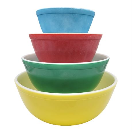 Vintage Pyrex Primary Nesting Mixing Bowl Complete Set