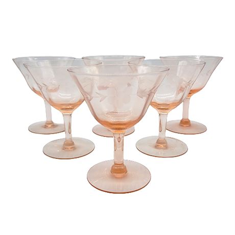 Vintage Optic Pink Depression Glass Champagne/Tall Sherbet Glasses (2 of 2)