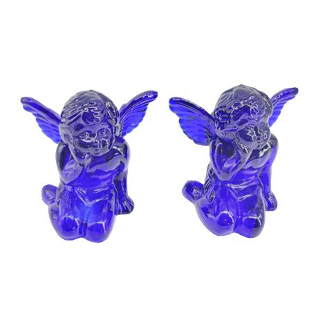 Cobalt Blue Glass Angel Paper Figurines