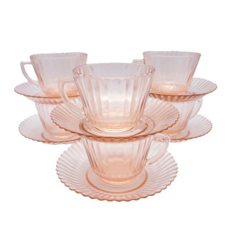 Vintage MacBeth-Evans Petalware Pink Cups & Saucers