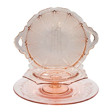 Vintage Pink Depression Glass Platter Lot