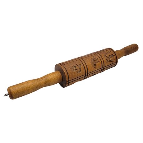 Vintage Walnut Springerle Rolling Pin