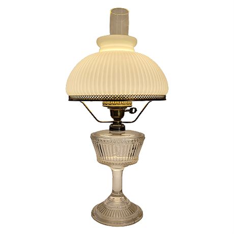 Antique Glass Oil Lamp Converted For Electric