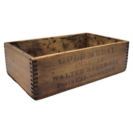 Antique Gold Medal Walter Baker Paris Exposition 1900 Wooden Crate