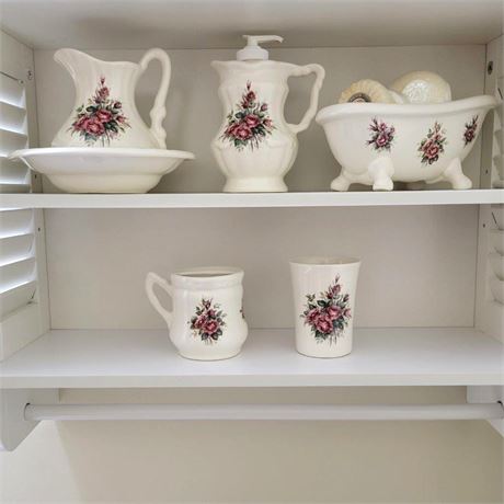 Vintage Athena Floral Bathroom Decor Lot