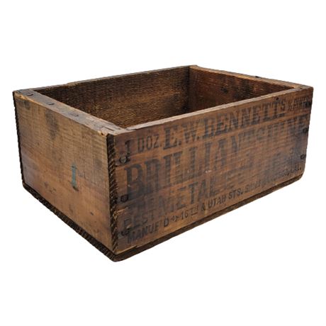 Antique E.W. Bennett Brilliantshine Metal Polish Wooden Crate
