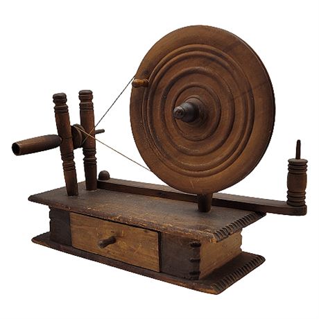 Antique Hand Crank Table Top Spinning Wheel