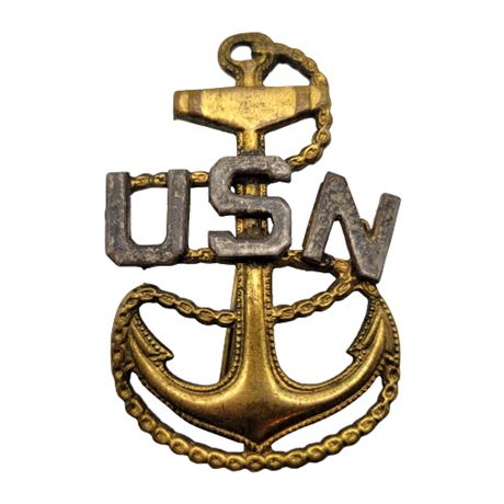 Vintage US Navy Pin w/ Sterling Letters