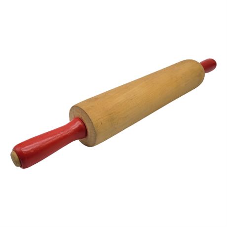 Vintage Red Handles Maple Rolling Pin