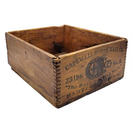 Antique Capewell Horse Nail Co. Wooden Crate