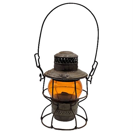 Antique Adams & Westlake Amber Glass Railroad Lantern