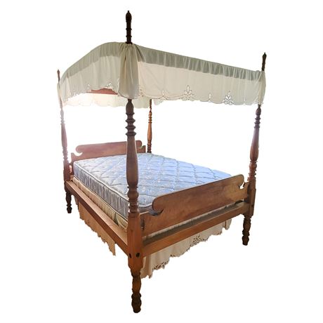 Antique Tiger Maple Canopy Bed