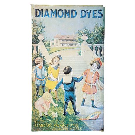 Vintage Diamond Dyes 3 Dimensional Tin Litho Sign
