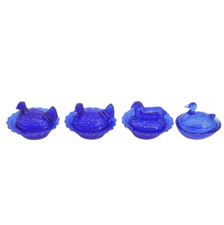 Vintage Cobalt Blue Glass Salt Cellars