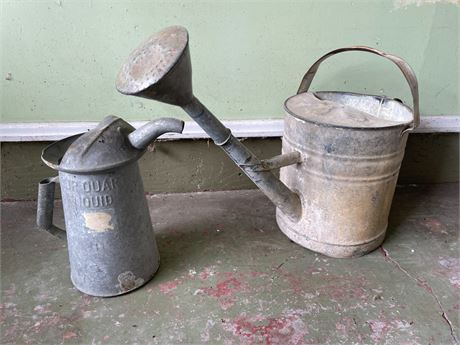 Galvanized Oil Can & Watering Can