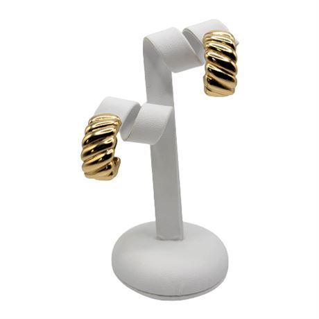 14K Gold Signed Clip Earrings
