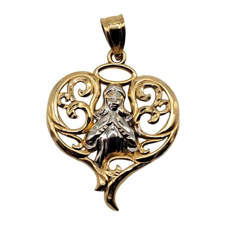 14K Gold Michael Anthony Religious Heart Pendant