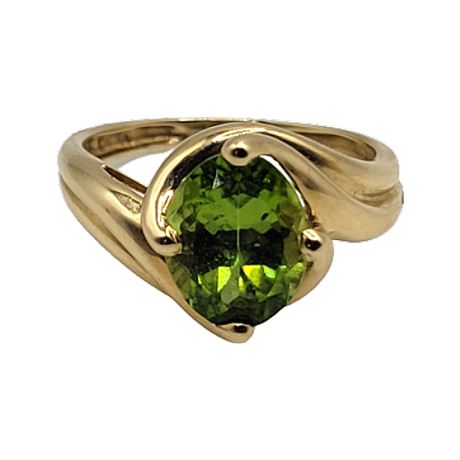 Signed 14K Gold Peridot Ring