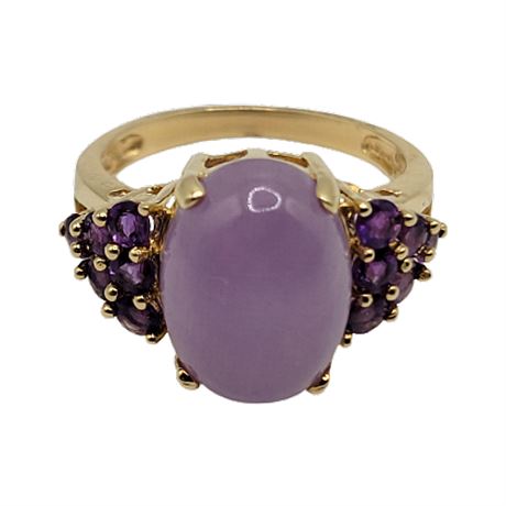 14K Gold Signed Amethyst Ring