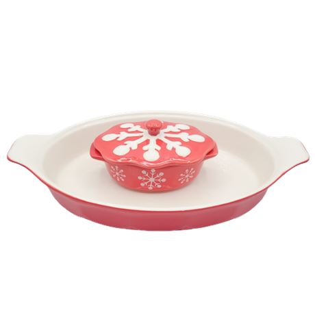 Red Technique Bakeware / Temp-tations Snowflake Mini Bakeware Dishes