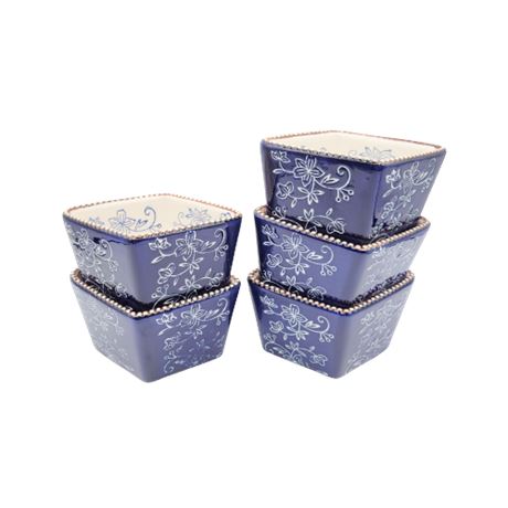 Hand Painted Temp-tations Floral Lace Diamond Ramekins