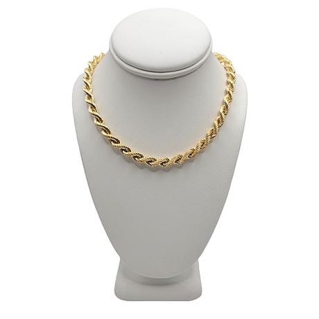 14K Gold Signed 18" Rope Chain Necklace