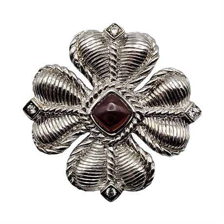 Judith Ripka Sterling Silver Garnet CZ Brooch/Pendant Enhancer