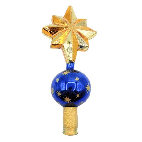 Christopher Radko Blue & Gold Star Finial Tree Topper