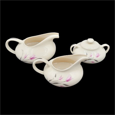 Vintage Franciscan Carmel China Sugar Jar & Creamers