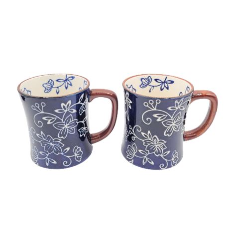 Hand Painted Temp-tations Floral Lace Coffee Mugs