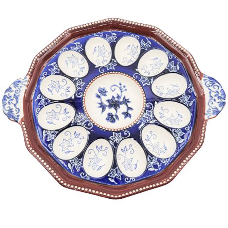 Hand Painted Temp-tations Floral Lace S/2 Egg Tray