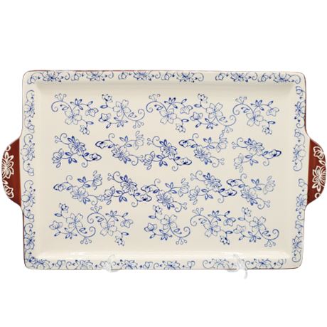 Hand Painted Temp-tations Floral Lace Square Baking Ware