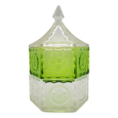 Hazel Atlas "Americana" Stacked Glass Candy Dish w/ Lid