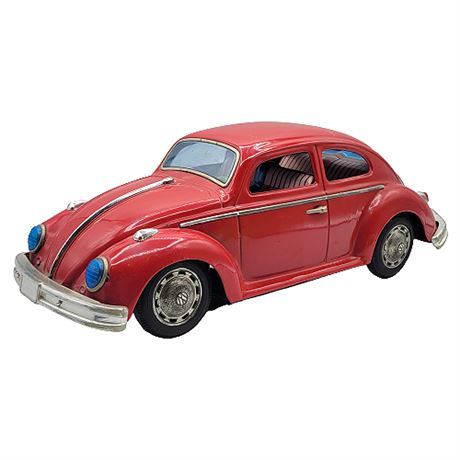 1960s Bandai Japan 15" Volkswagen Beetle Battery Operated Tin Toy Car