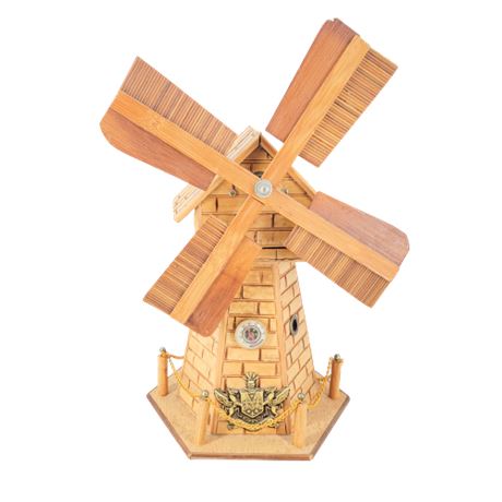 Vintage Bamboo Windmill S Sper Bijou Bank Music Box Thermometer