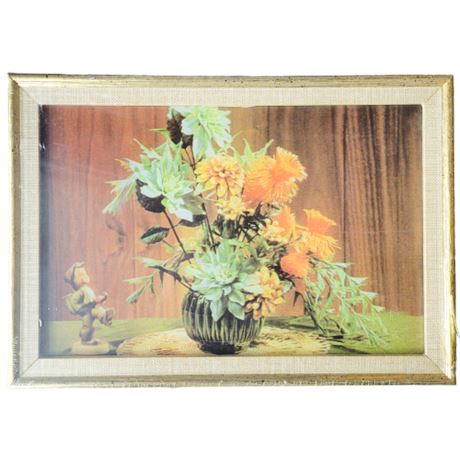 Framed 3D Lentograph Still Life Floral Vase Print